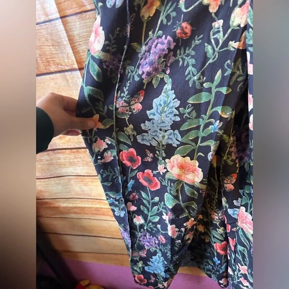 Cider Women’s Black Floral Print Botanical Corduroy Overalls Jumpsuit Size 0XL - Picture 3 of 6